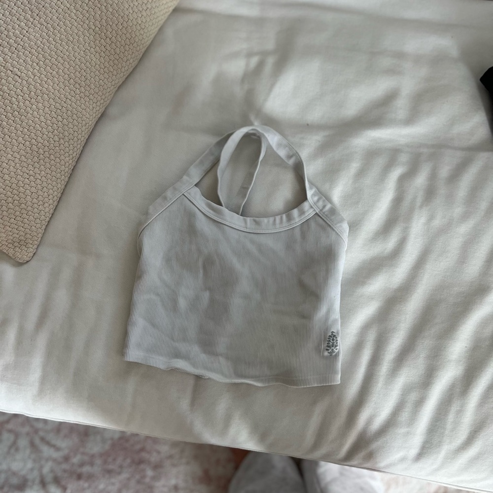 FP Movement by Free People White Ribbed Halter Tank